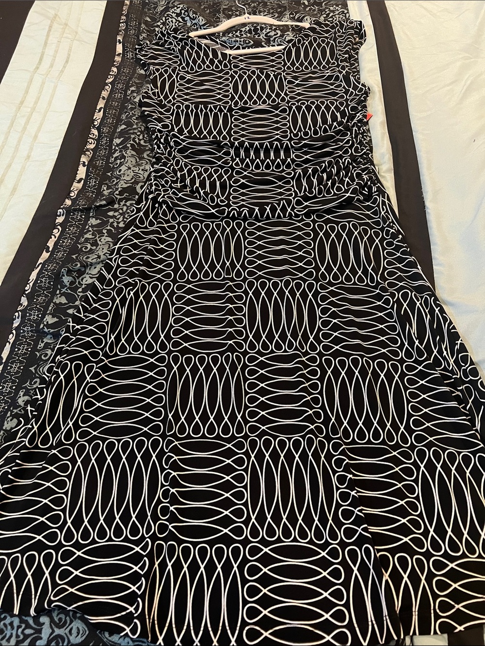 Enfocus Studio Black and White Geometric Midi Dress